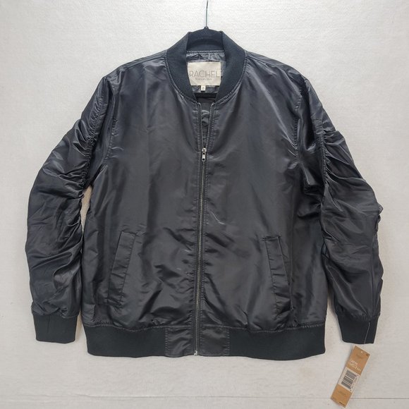 Rachel Roy Women's Curvy Collection Replenishment Black Nylon Bomber Jacket